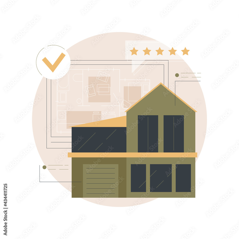 Real estate floor plan abstract concept vector illustration. Floor plan online services, real estate marketing, house listing, interactive property layout, virtual staging abstract metaphor.