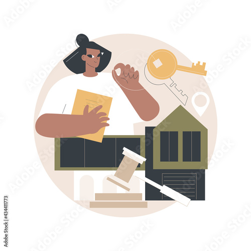 House for sale abstract concept vector illustration. Selling house best deal, real estate agent services, residential and commercial property, mortgage broker, auction bid abstract metaphor.