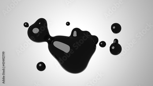 Fotografie, Tablou 3D illustration of a black paint splatter.
