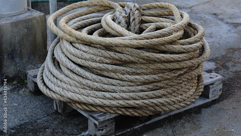 fishing coiled rope as background