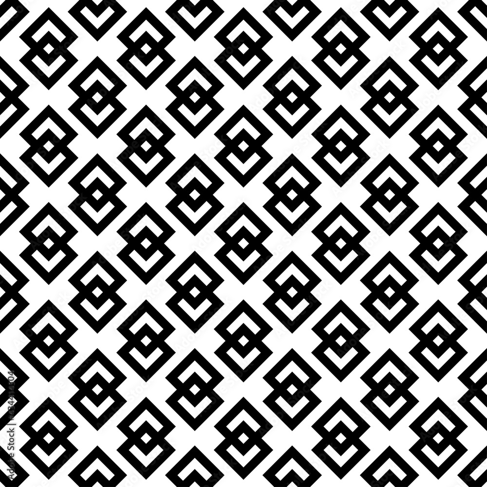 Black squares and rhombuses isolated on white background. Monochrome geometric seamless pattern. Vector simple flat graphic illustration. Texture. Black squares and rhombuses isolated on white background. Monochrome geometric seamless pattern. Vector simple flat graphic illustration. Texture.