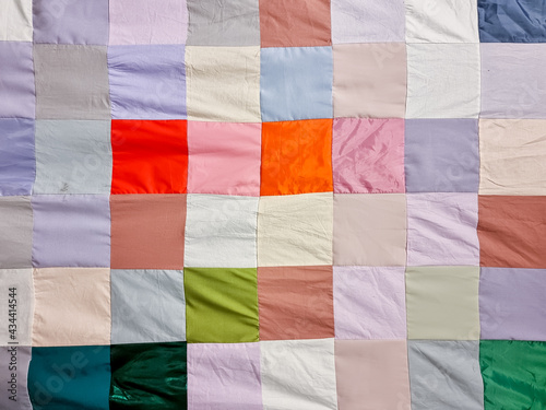 Patchwork Quilt , Basic pattern square.Part of patchwork quilt as background. Flower print. Color blanket in style patchwork. Handmade.