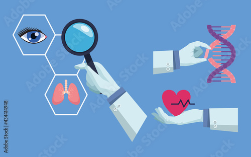 three genetic testing icons