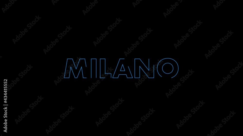 Milano title animation on black background