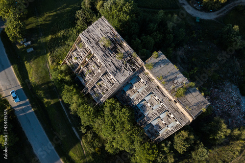 Aerial view of Mezvalde village in sunny summer evening, Latvia. photo