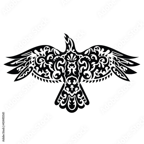 Tribal raven ethnic style tattoo