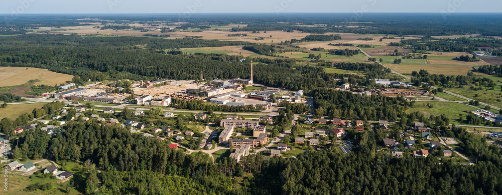 Aerial view of Priedaine village, Kurmale, Latvia.