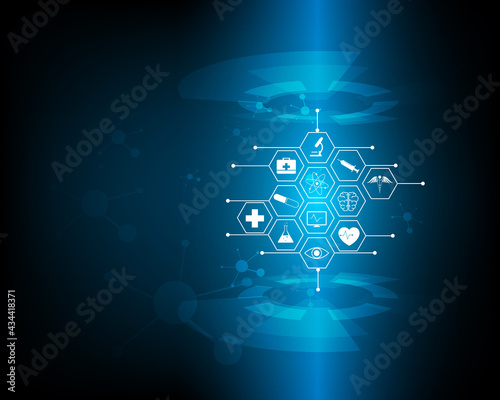 Health care icon pattern illustration and medical innovation concept