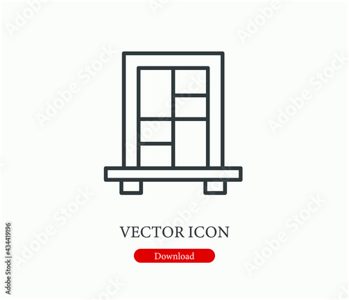 Window vector icon.  Editable stroke. Symbol in Line Art Style for Design  Presentation  Website or Apps Elements. Pixel vector graphics - Vector