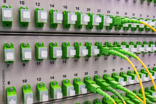 Optical distribution panel with optic cables at gigabit passive optical networks photo