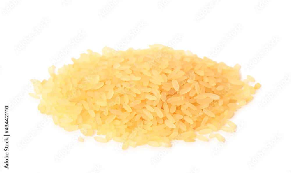 Pile of raw rice on white background. Vegetable planting Pile of raw rice on white background. Vegetable planting