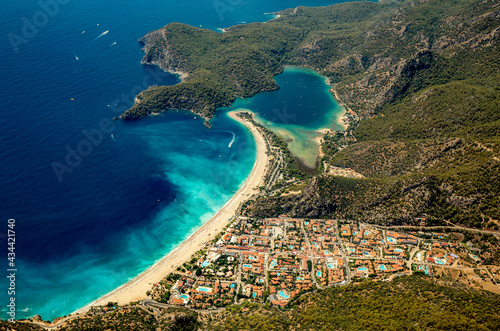 Aerial drone view of Oludeniz, Turkey