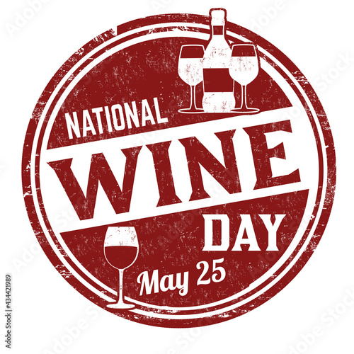 National wine day grunge rubber stamp