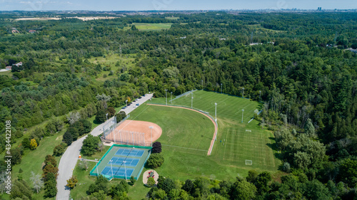 An aerial view of Binder Twine Park, Kleinburg Ontario. photo
