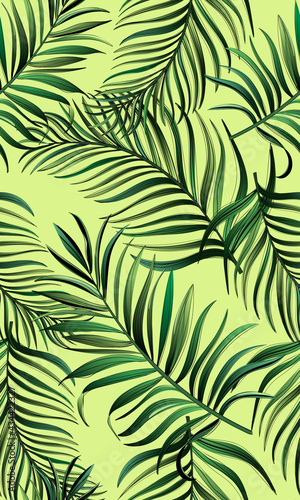 Tropical leaves vector pattern. summer botanical illustration for clothes, cover, print, illustration design. © Logunova Elena