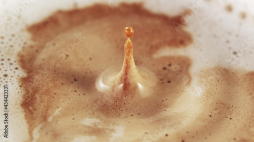 Freeze motion of macro shot of coffee drop