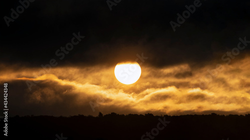 A colourful sunrise on a cloudy morning