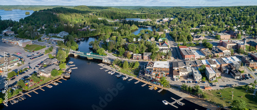 Panoramic Aerial of downtown Huntsville, Ontario, Canada. photo