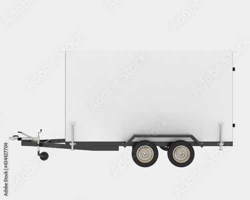 Cargo trailer isolated on background. 3d rendering - illustration photo