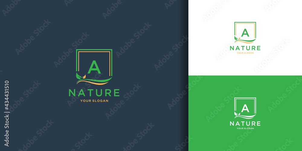 Letter a square leaf logo. nature tree leaf logo Letter a square leaf logo. nature tree leaf logo