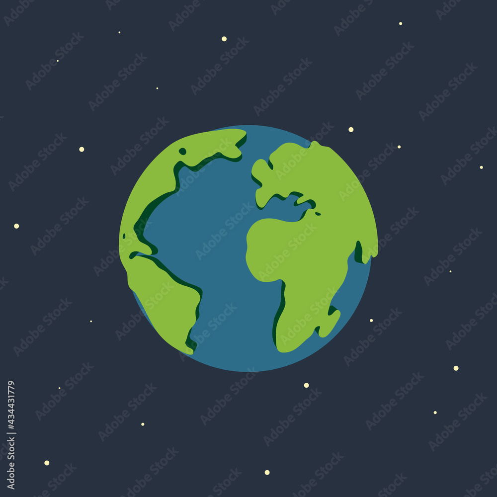 Earth in space with stars