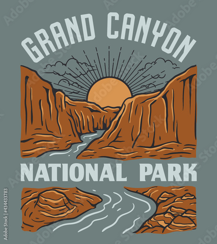 Tela Vintage Grand Canyon National Park Illustration Design