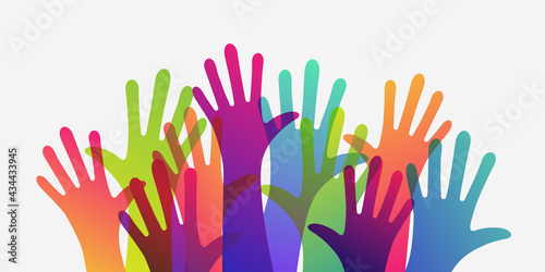 hands of different colors. cultural and ethnic diversity, illustration