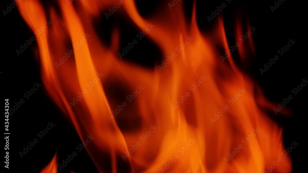 Fire line or flames isolated on black background. 4k resolution. Fire is burning in the fireplace Fire line or flames isolated on black background. 4k resolution. Fire is burning in the fireplace
