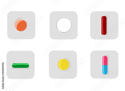 A set of tablets, packed in a blister, one at a time. Dosage.
