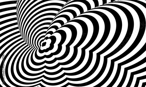 black and white abstract background in op art style beautiful wallpaper with a volumetric surface creating an optical illusion
