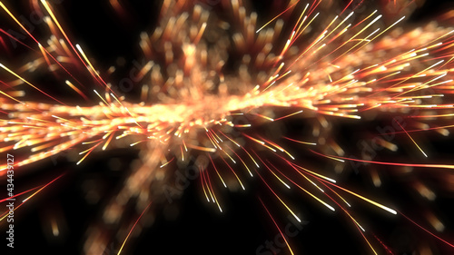 high speed data particle trails. 3d illustration with depth of field blur effect. suitable for big data, technology, networl and futuristic themes. photo