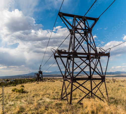 The Historic Aerial Tramway Used by the Abandoned Godbe Mill in Pioche, Nevada, USA photo