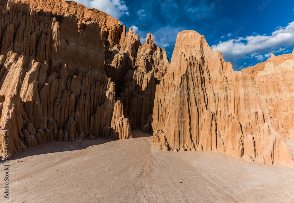 The Eroded Escarpment of The Canyon Caves, Cathedral Gorge State Park, Nevada, USA The Eroded Escarpment of The Canyon Caves, Cathedral Gorge State Park, Nevada, USA