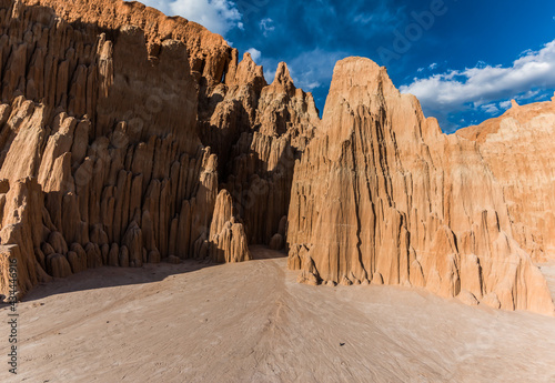 The Eroded Escarpment of The Canyon Caves, Cathedral Gorge State Park, Nevada, USA photo