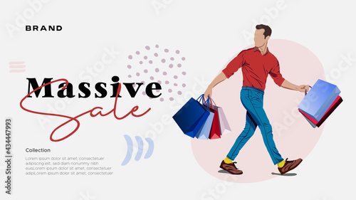 Shopping Illustration for Web Landing Pages  Presentation   Social Media