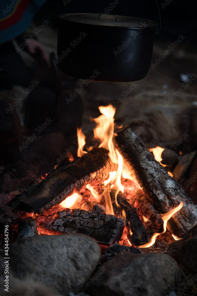 Cooking on a fire Cooking on a fire