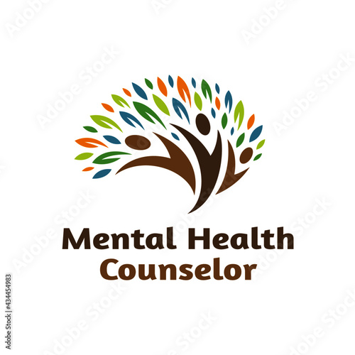 tree logo shaped brain with trunks resembling a happy human.
