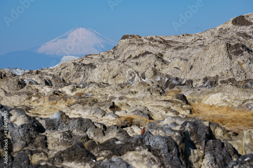 奇岩と富士山