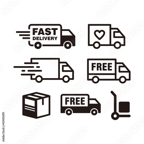 Set of Simple Flat Delivery Icon Illustration Design, Silhouette Delivery Icon Collection With Outlined Style Template Vector
