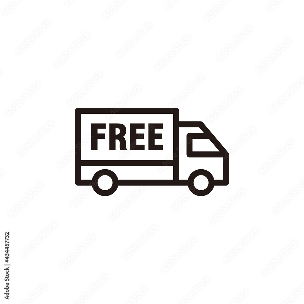 Set of Simple Flat Free Delivery Icon Illustration Design, Silhouette Delivery Truck Symbol With Outlined Style Template Vector Set of Simple Flat Free Delivery Icon Illustration Design, Silhouette Delivery Truck Symbol With Outlined Style Template Vector
