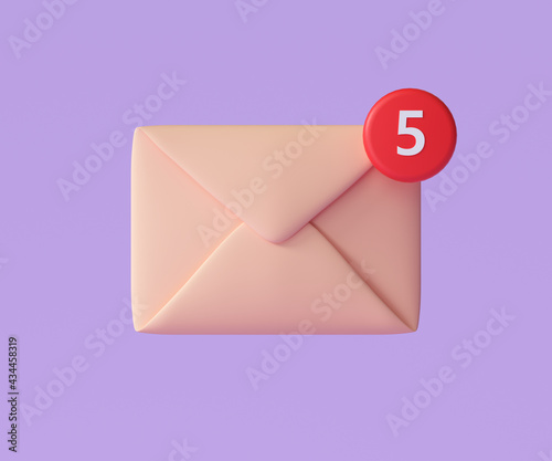 3D E-mail icon with notification, unread mail logo. 3d render illustration © StockStyle