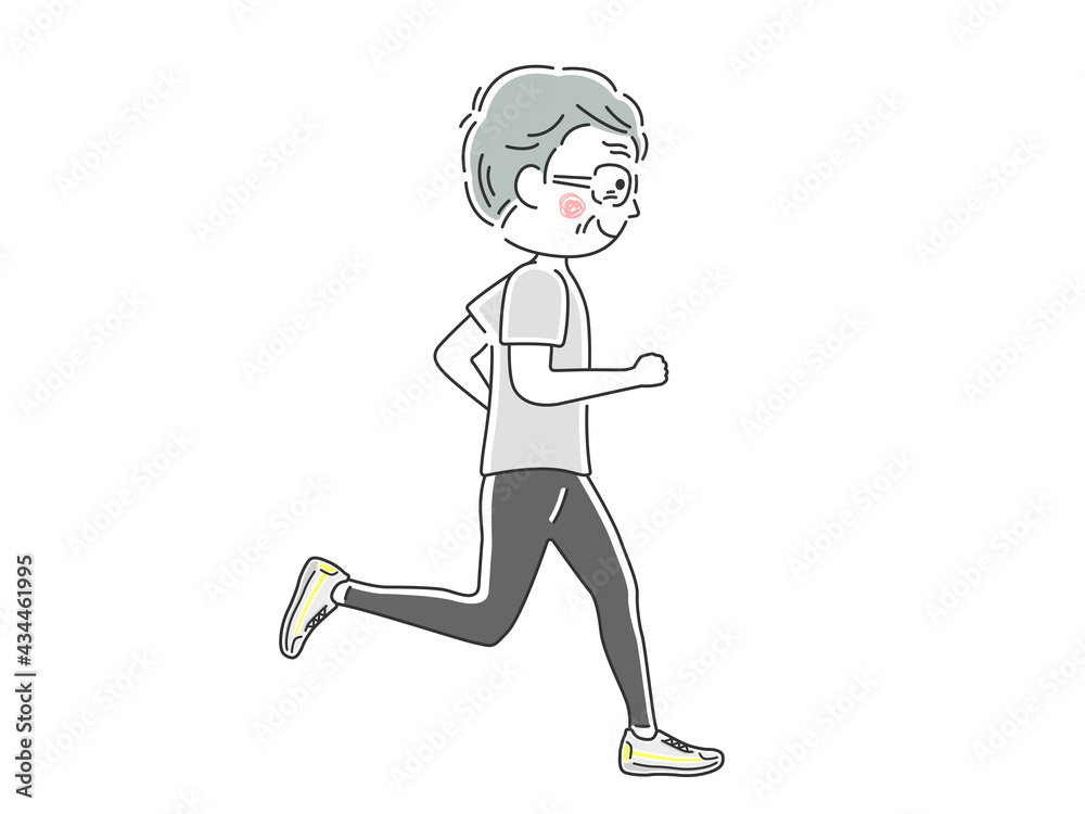 Obraz premium ランニングする年配男性のイラスト