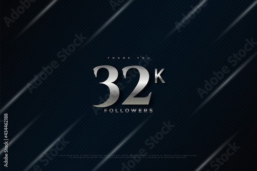 Thanks 32k followers with black background and flashes of white. photo
