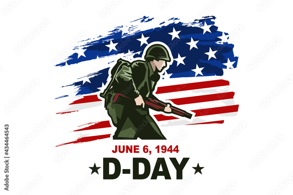 June 6, 1944. D-day, Normandy Landing vector illustration. Suitable for greeting card, poster and banner  - obrazy, fototapety, plakaty 