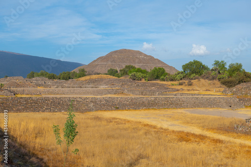 Pyramid of the Sun in Teotihuacan in city of San Juan Teotihuacan  State of Mexico  Mexico. Teotihuacan is a UNESCO World Heritage Site since 1987. 