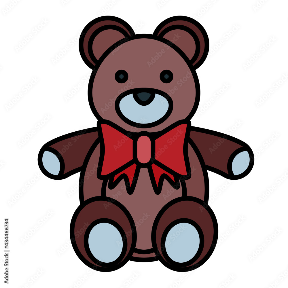 Fototapeta premium teddy bear using soft color and filled line style