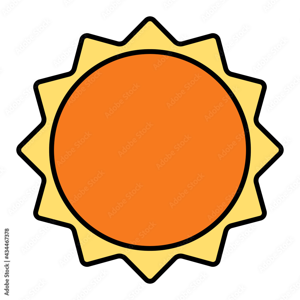 sun in summer using soft color and filled line style sun in summer using soft color and filled line style