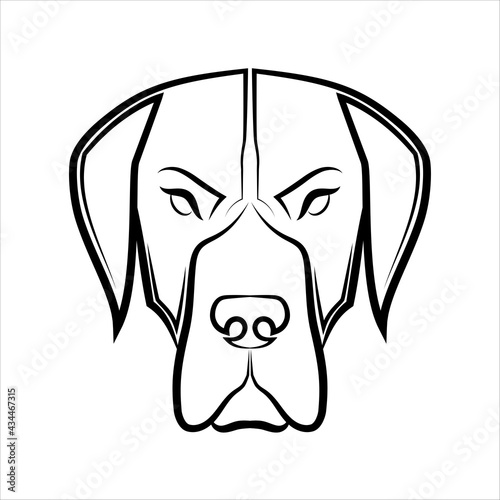 great dane dog head front line art3
