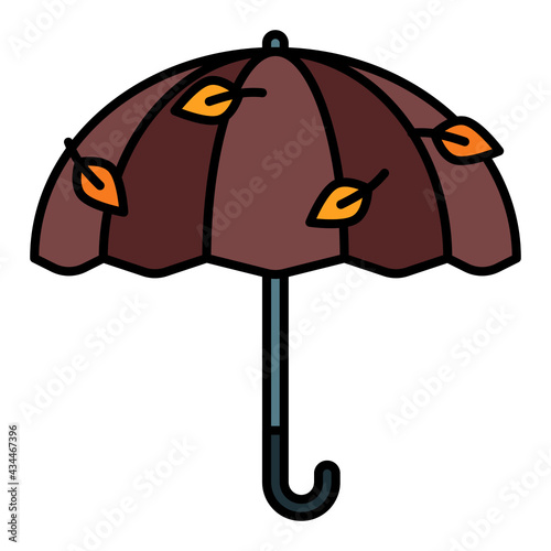 umbrella in autumn using soft color and filled line style