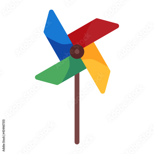 pinwheel toy with wind in spring using soft color and flat style